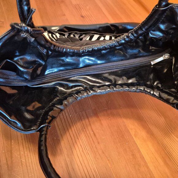 Big Zebra flower Mia Deluca Shoulder handbag purse - Picture 8 of 11